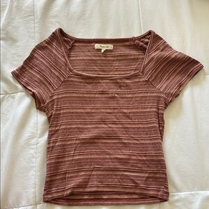 Madewell Short Sleeve Brown Striped Tee